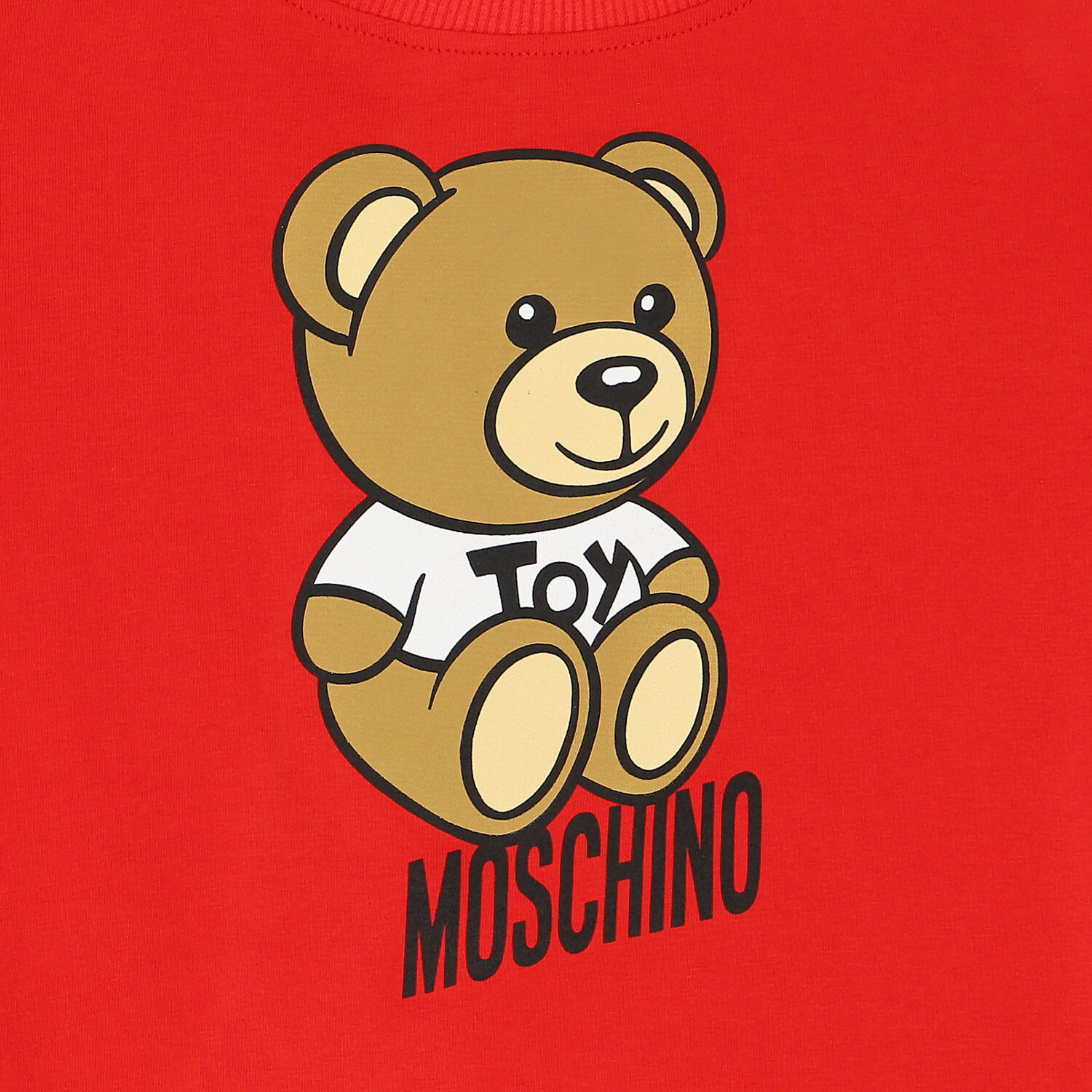 Girls Red Teddy Bear Logo Dress, 1, hi-res