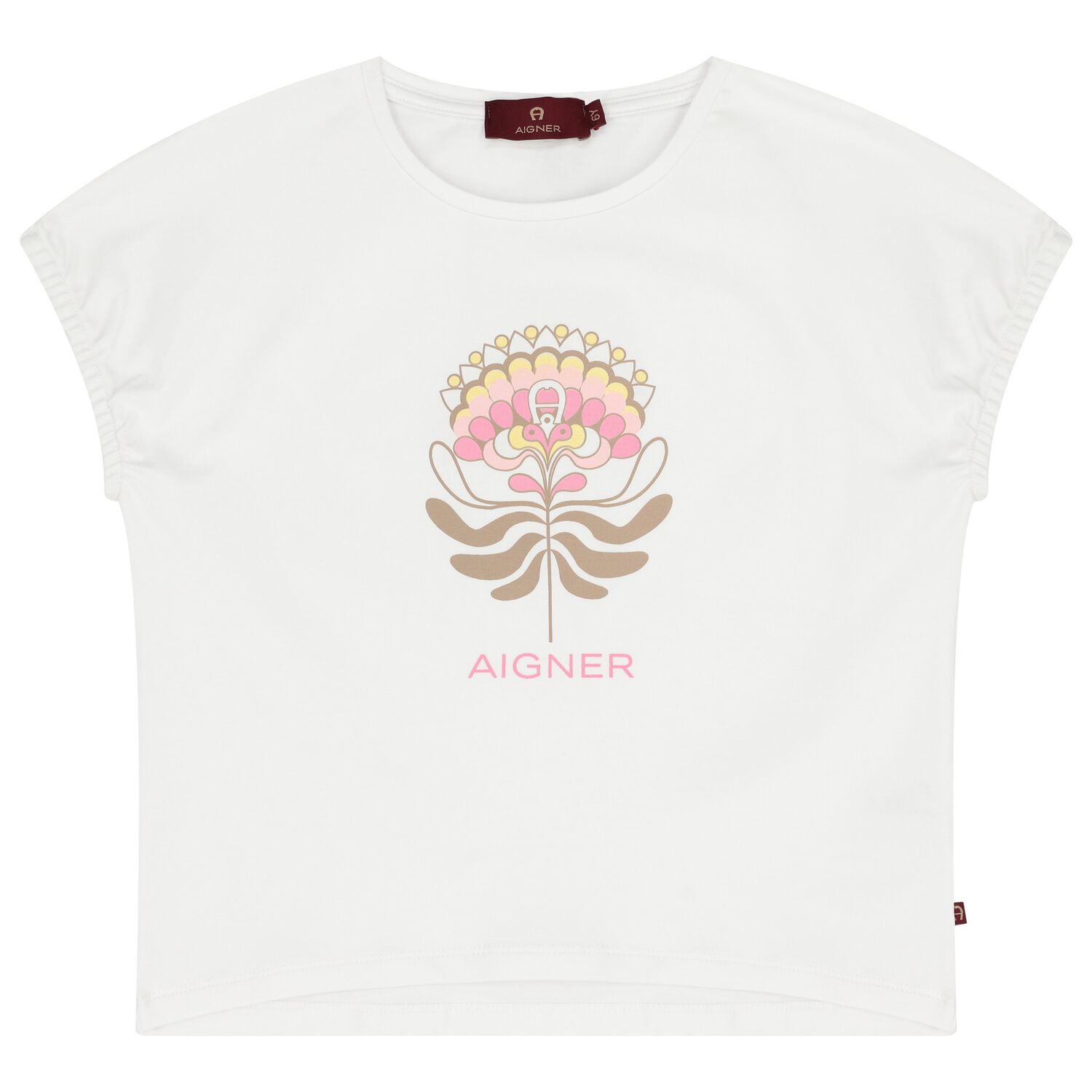 Girls White Flower Logo T-Shirt, 1, hi-res image number null
