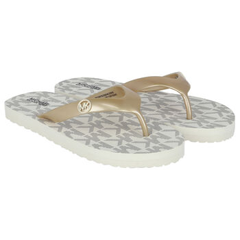 Girls Ivory Logo Flip Flops