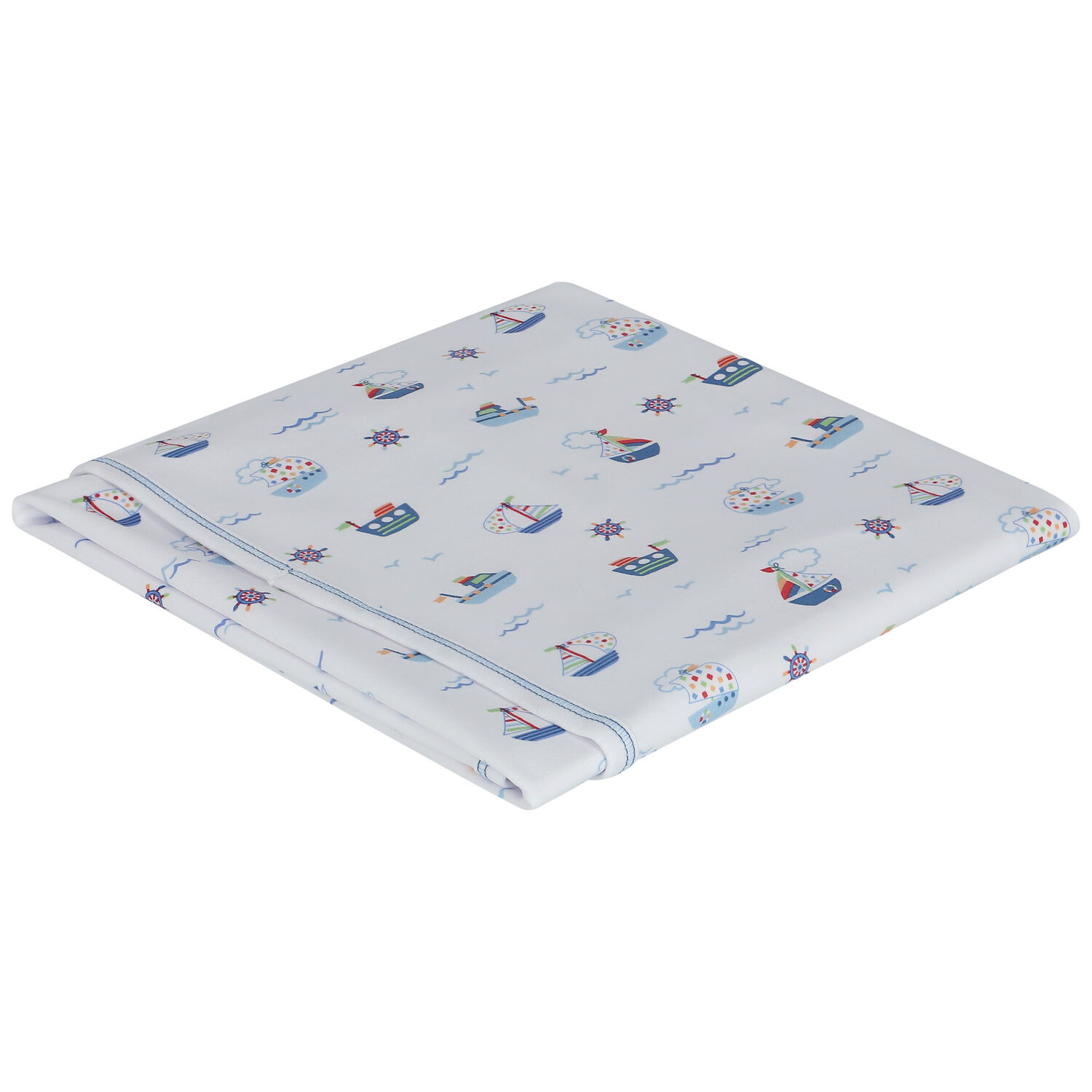 بطانية أولاد بطبعة قوارب باللون الابيض, 1, hi-res