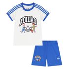Younger White & Blue Disney Logo Shorts Set, 1, hi-res