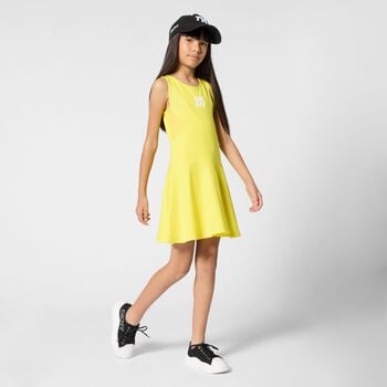 Girls Yellow Logo Sleeveles Dress