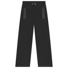 Girls Black Logo Trousers, 1, hi-res