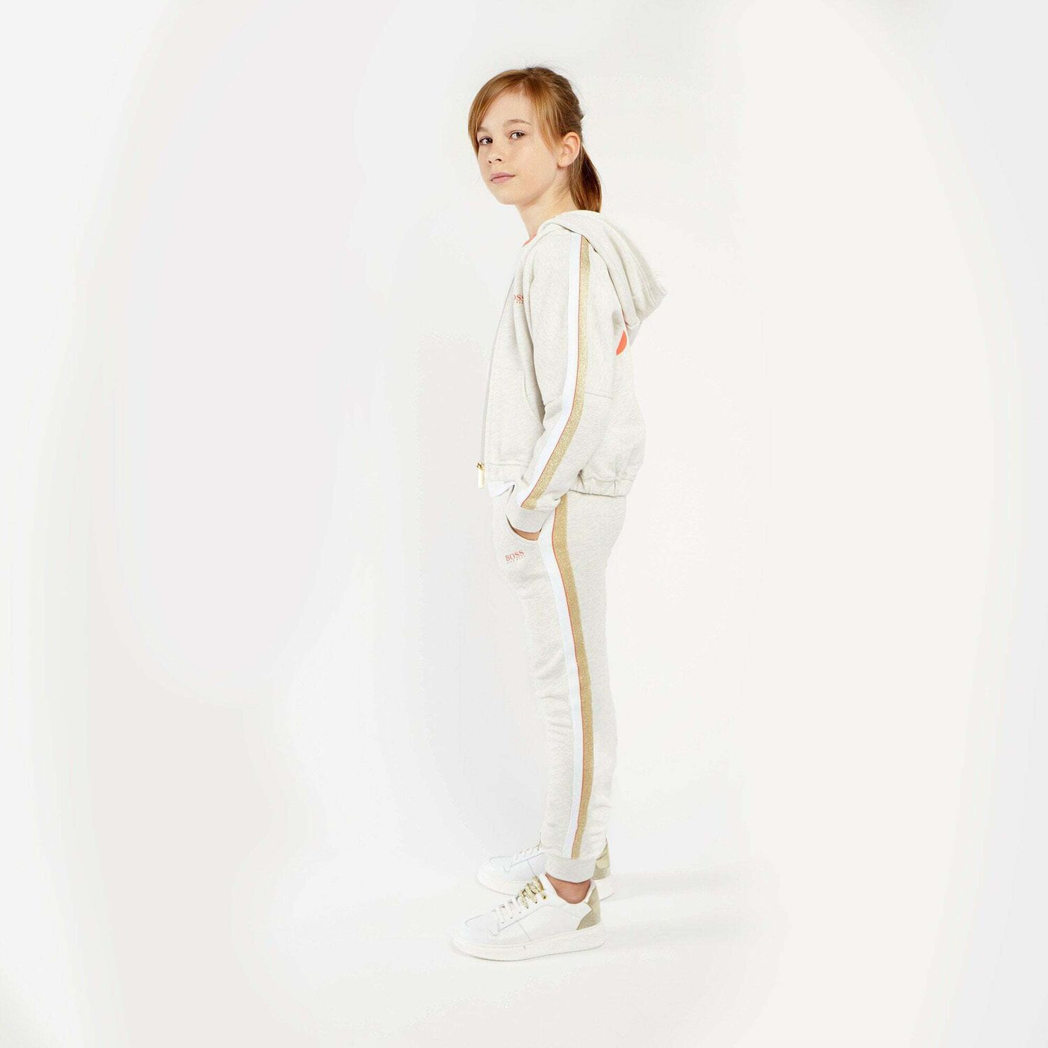 Girls Grey Logo Zip Up Top, 1, hi-res image number null