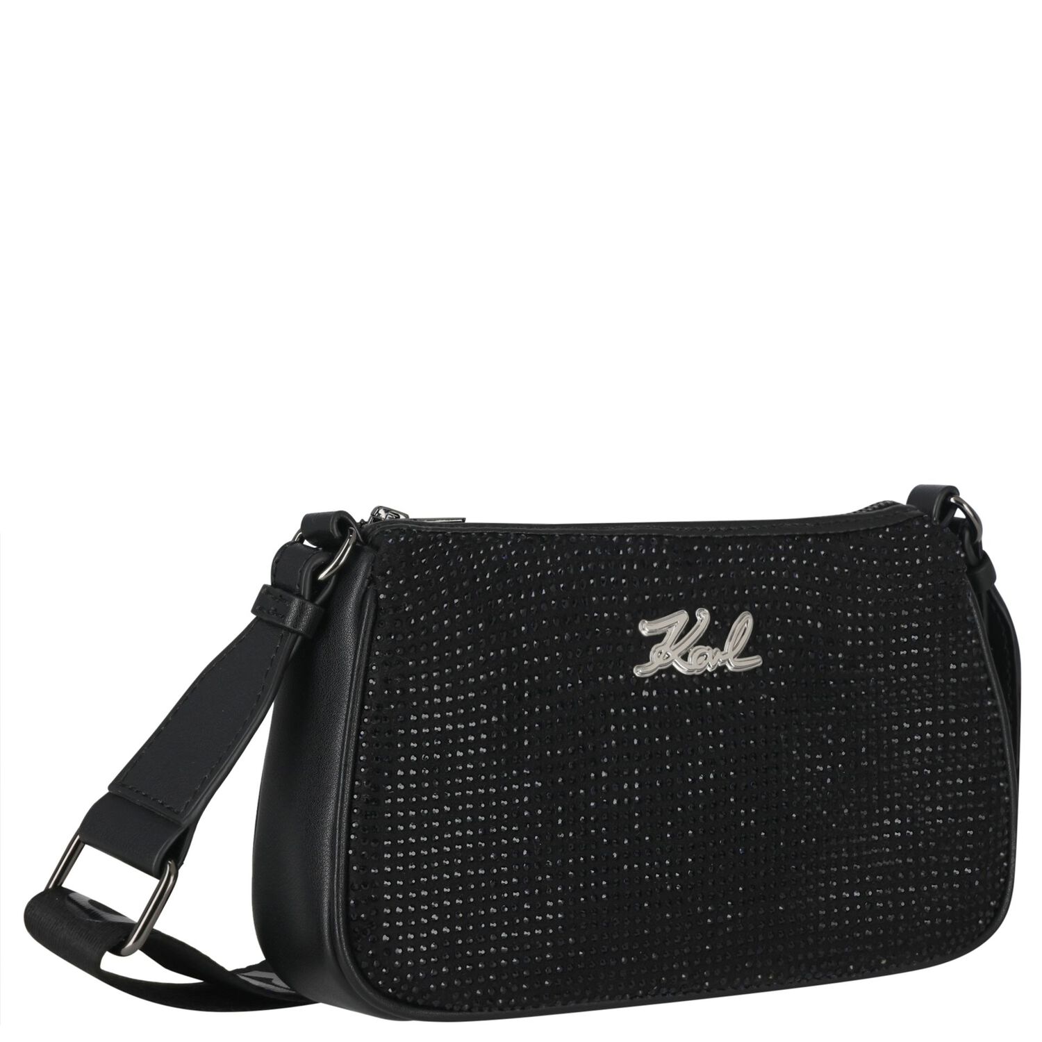 Girls Black Embellished Logo Handbag, 1, hi-res