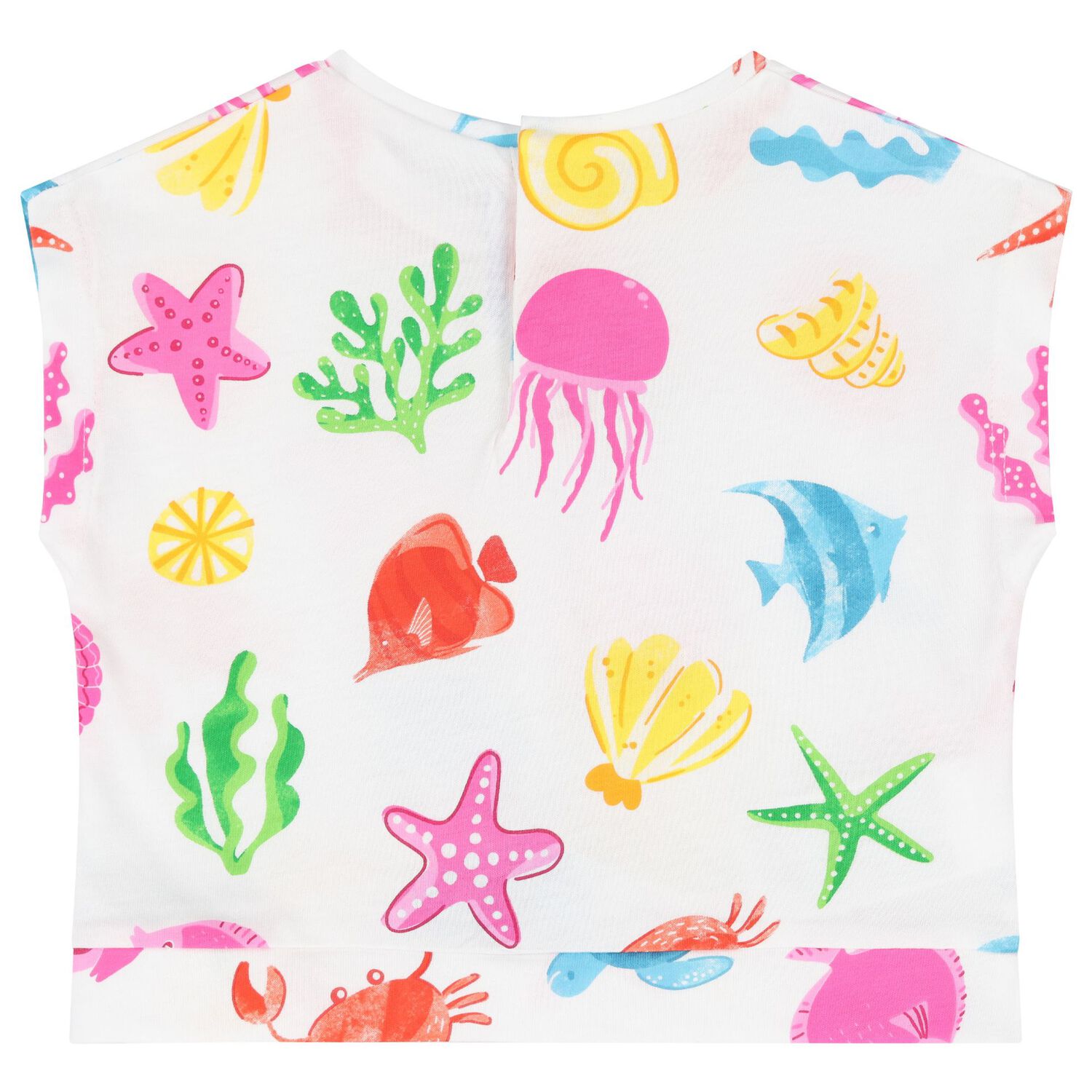 Younger Girls White & Pink Shorts Set, 1, hi-res