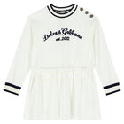 Girls White Logo Dress, 1, hi-res