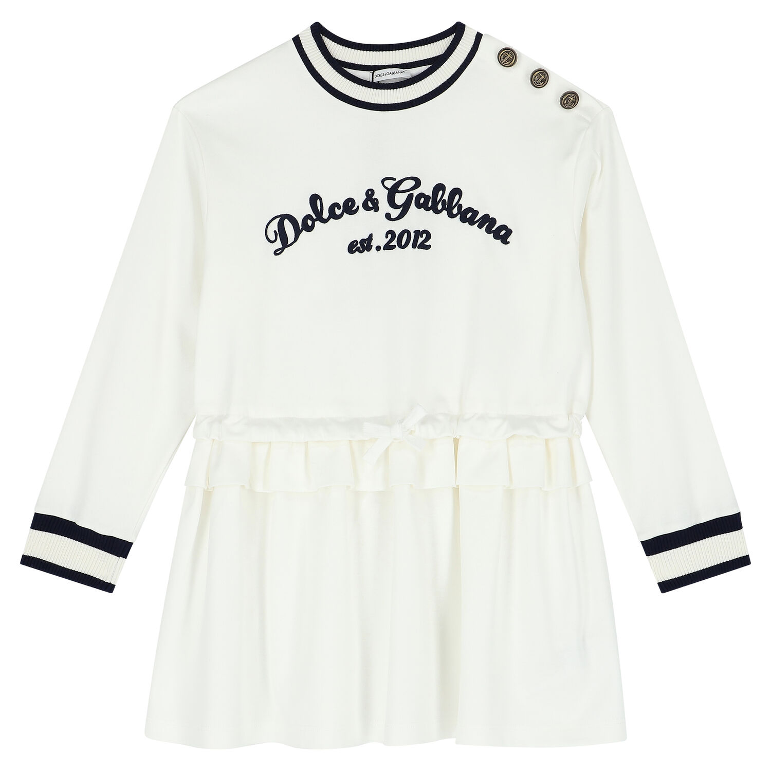 Girls White Logo Dress, 1, hi-res