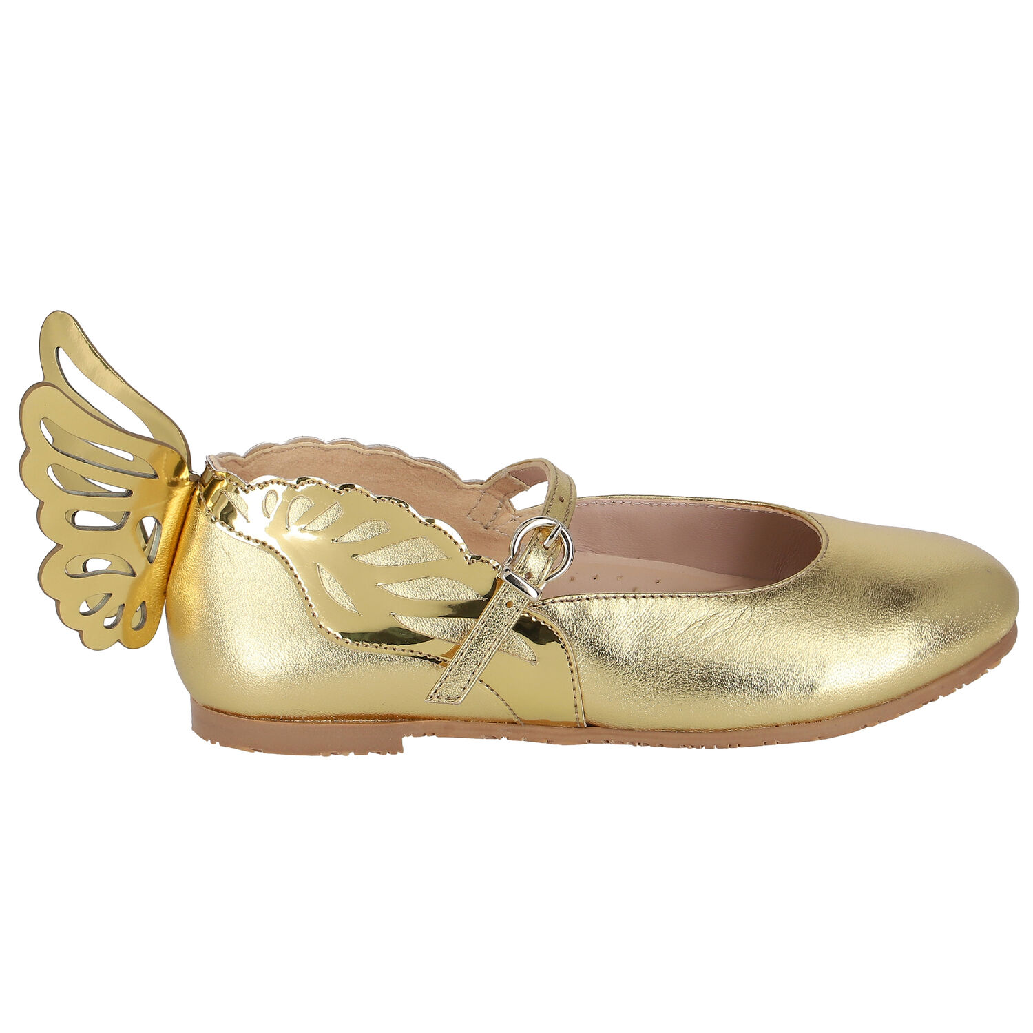 Girls Gold Ballerina Shoes, 1, hi-res