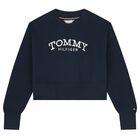 Girls Navy Blue Logo Knitted Sweater, 1, hi-res