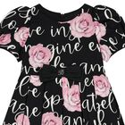 فستان بنات بطبعة الزهور باللون الاسود, 1, hi-res