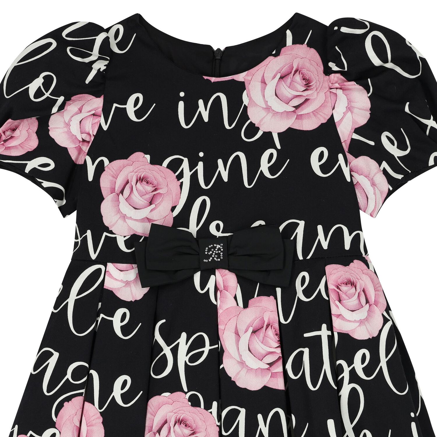 فستان بنات بطبعة الزهور باللون الاسود, 1, hi-res image number null