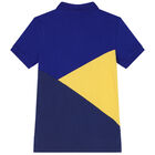 Boys Blue & Yellow Logo Polo Shirt, 1, hi-res