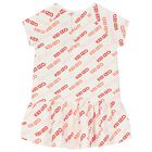 Younger Girls Ivory & Pink Logo Dress, 1, hi-res