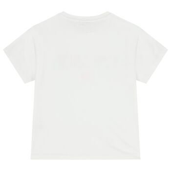 تيشيرت بنات بالشعار باللون الايبض 