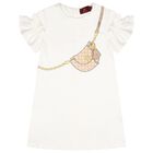 Girls Ivory Bag Logo Dress, 1, hi-res