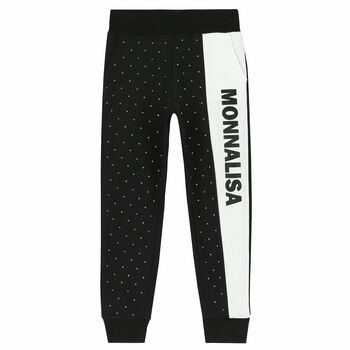 Girls Black Embellished Joggers