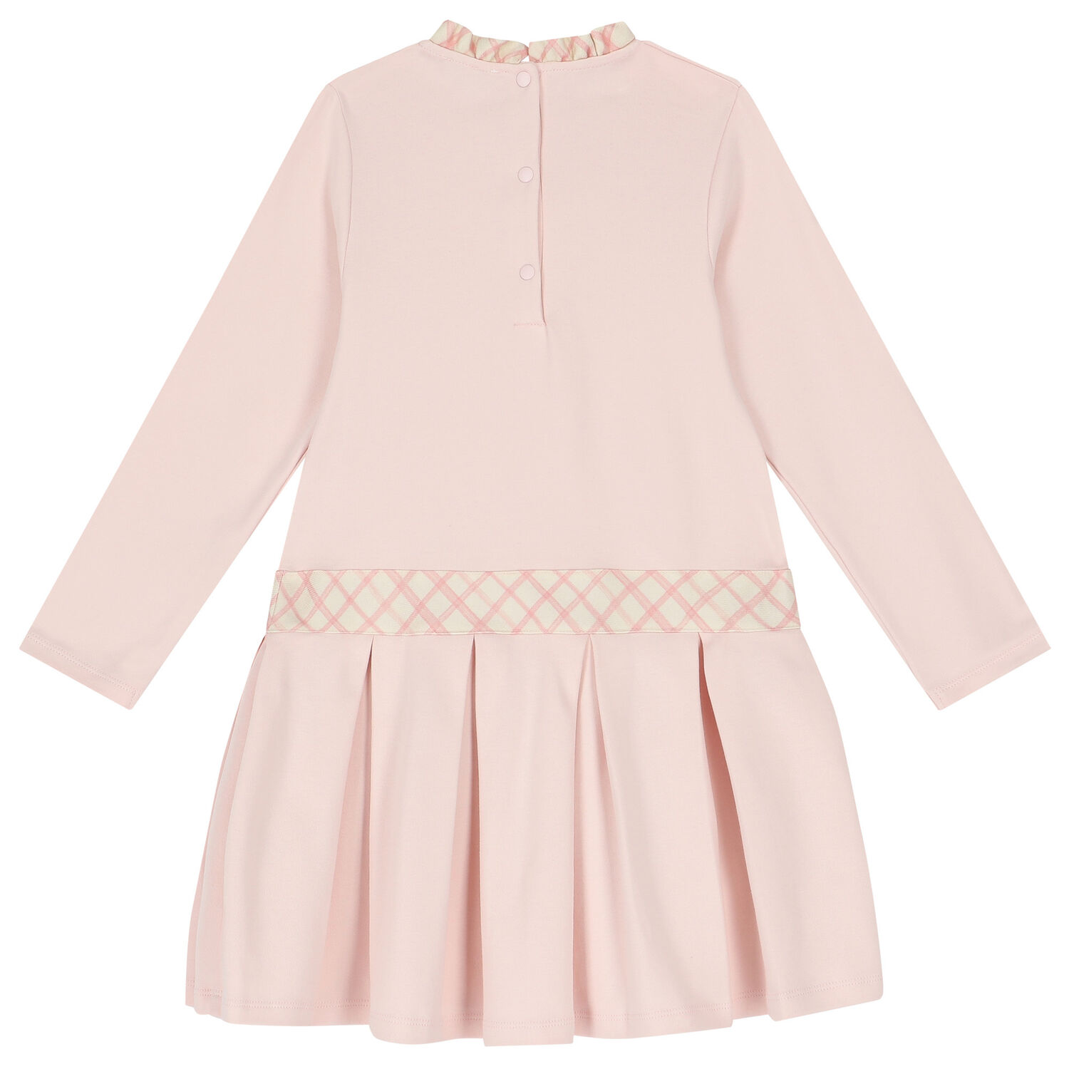 فستان بنات كاروهات بفيونكة باللون الوردى, 1, hi-res