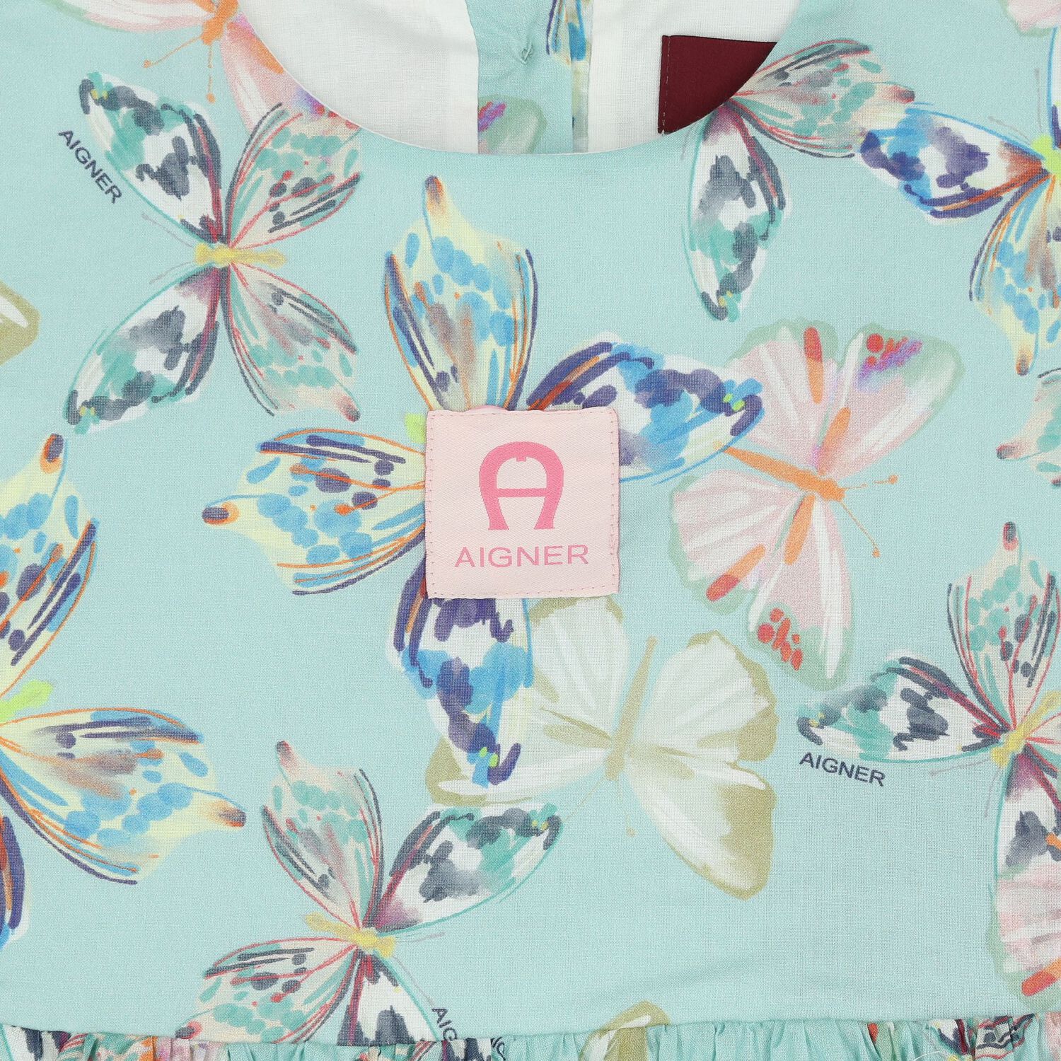 Girls Blue Butterflies Logo Dress , 2, hi-res