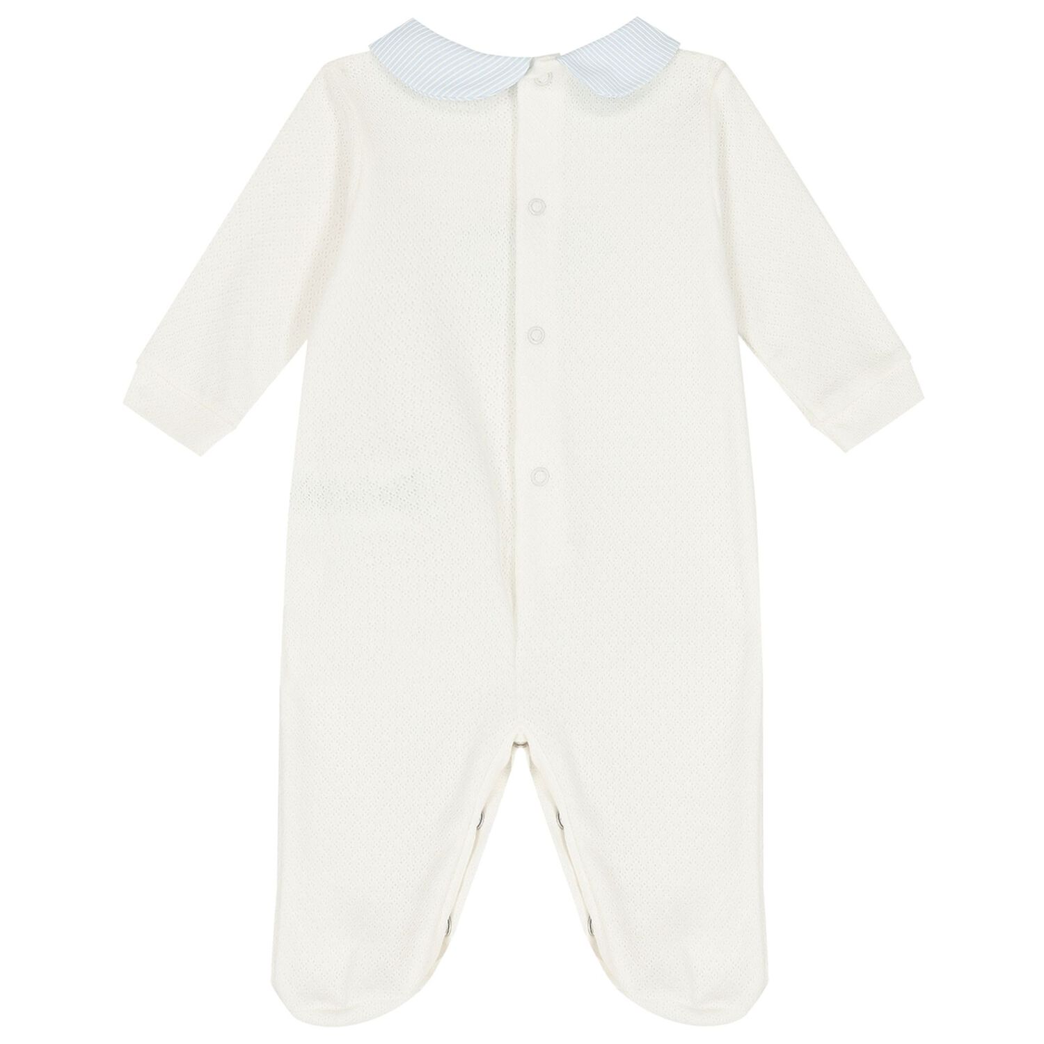 Baby Boys Ivory & Blue Babygrow, 1, hi-res image number null