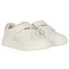 Girls White & Pink Logo Trainers , 1, hi-res