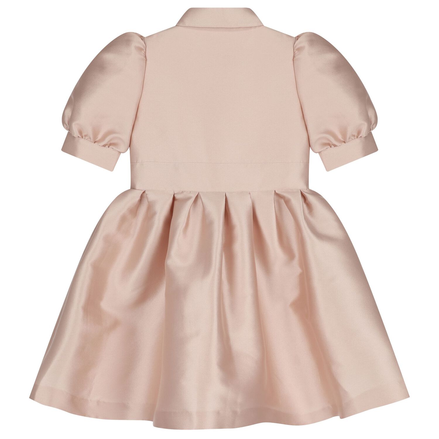 Girls Pink Satin Puff Sleeve Dress, 1, hi-res