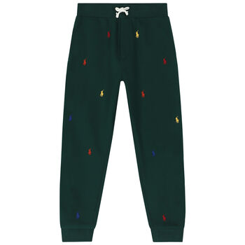 Boys Green Logo Joggers