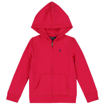 Girls Pink Logo Zip Up Top