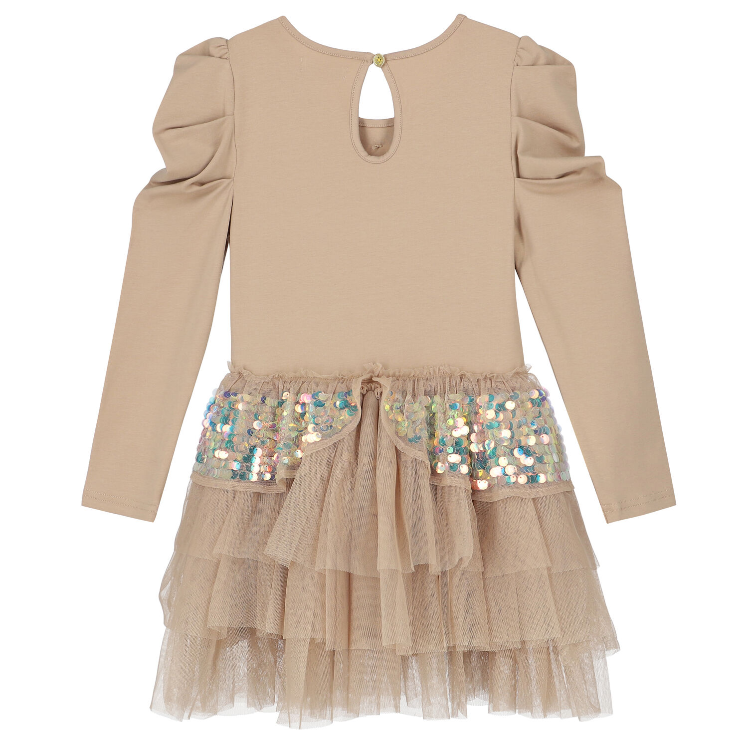 فستان تول مطرز باللون البيج, 2, hi-res