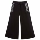 Girls Black Logo Trousers, 1, hi-res