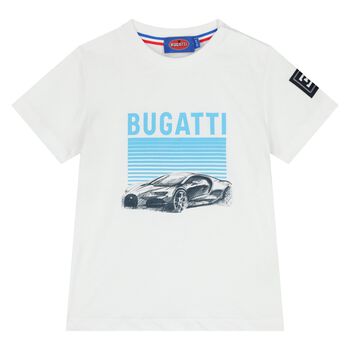 تي شيرت أولاد بالشعار باللون الأبيض