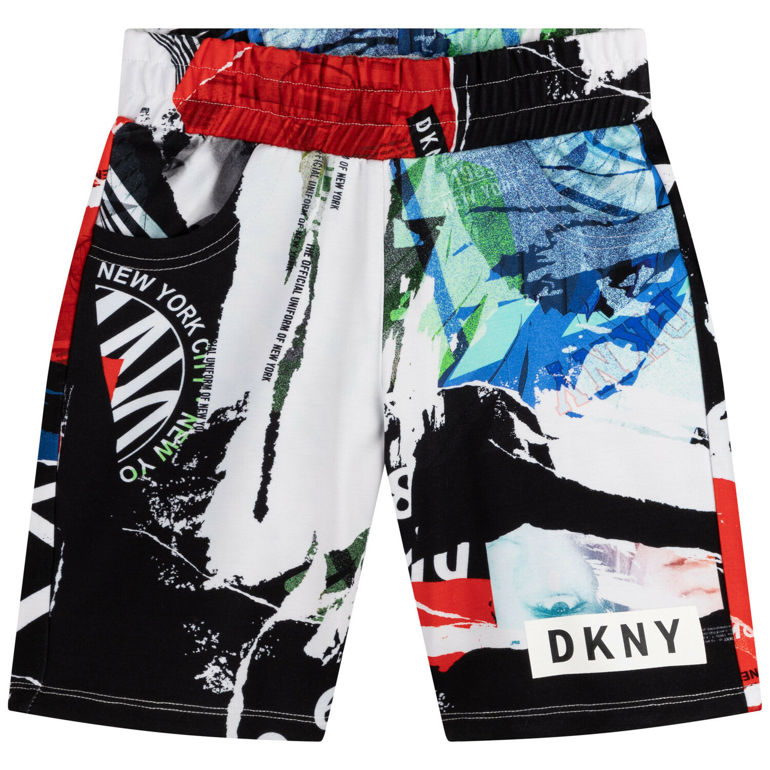 Boys Black & Red Logo Shorts, 1, hi-res
