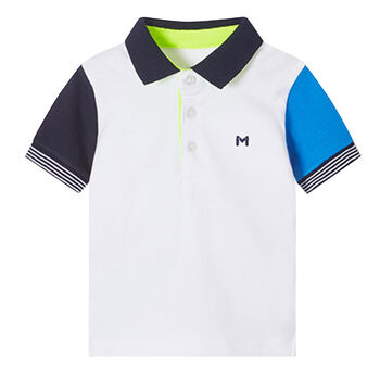 Younger Boys White Logo Polo Shirt