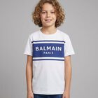 Boys White & Blue Logo T-Shirt, 1, hi-res