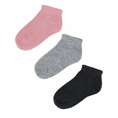 Girls Pink, Grey & Charcoal Socks ( 3-Pack )