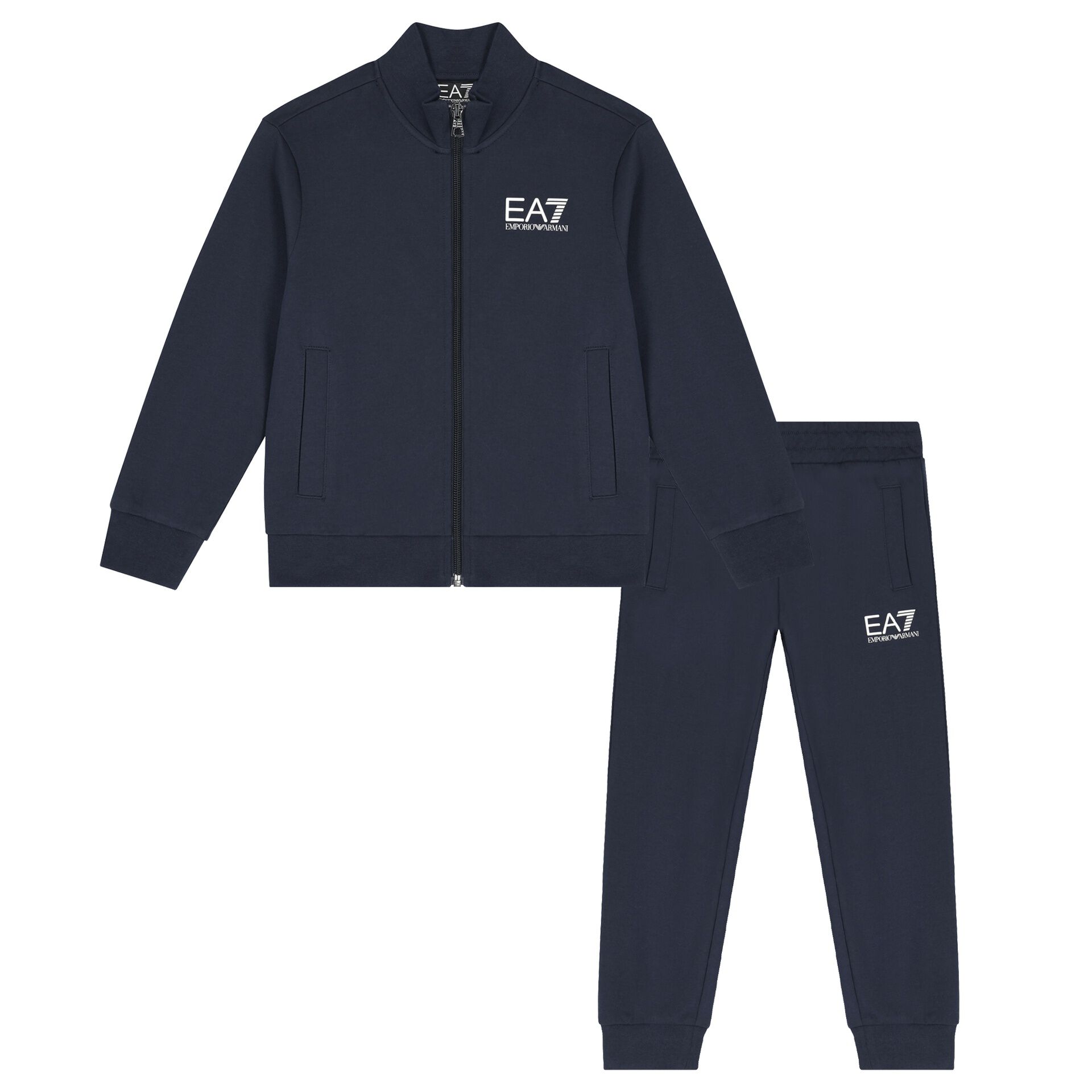 EA7 Emporio Armani Boys Navy Logo Tracksuit Junior Couture QA