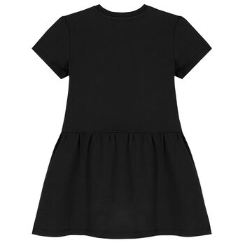 Girls Black Teddy Bear Logo Dress