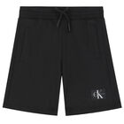 Boys Black Logo Shorts, 1, hi-res