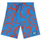 Boys Blue & Red Logo Shorts, 1, hi-res