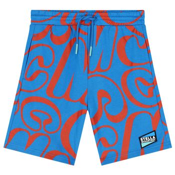 Boys Blue & Red Logo Shorts