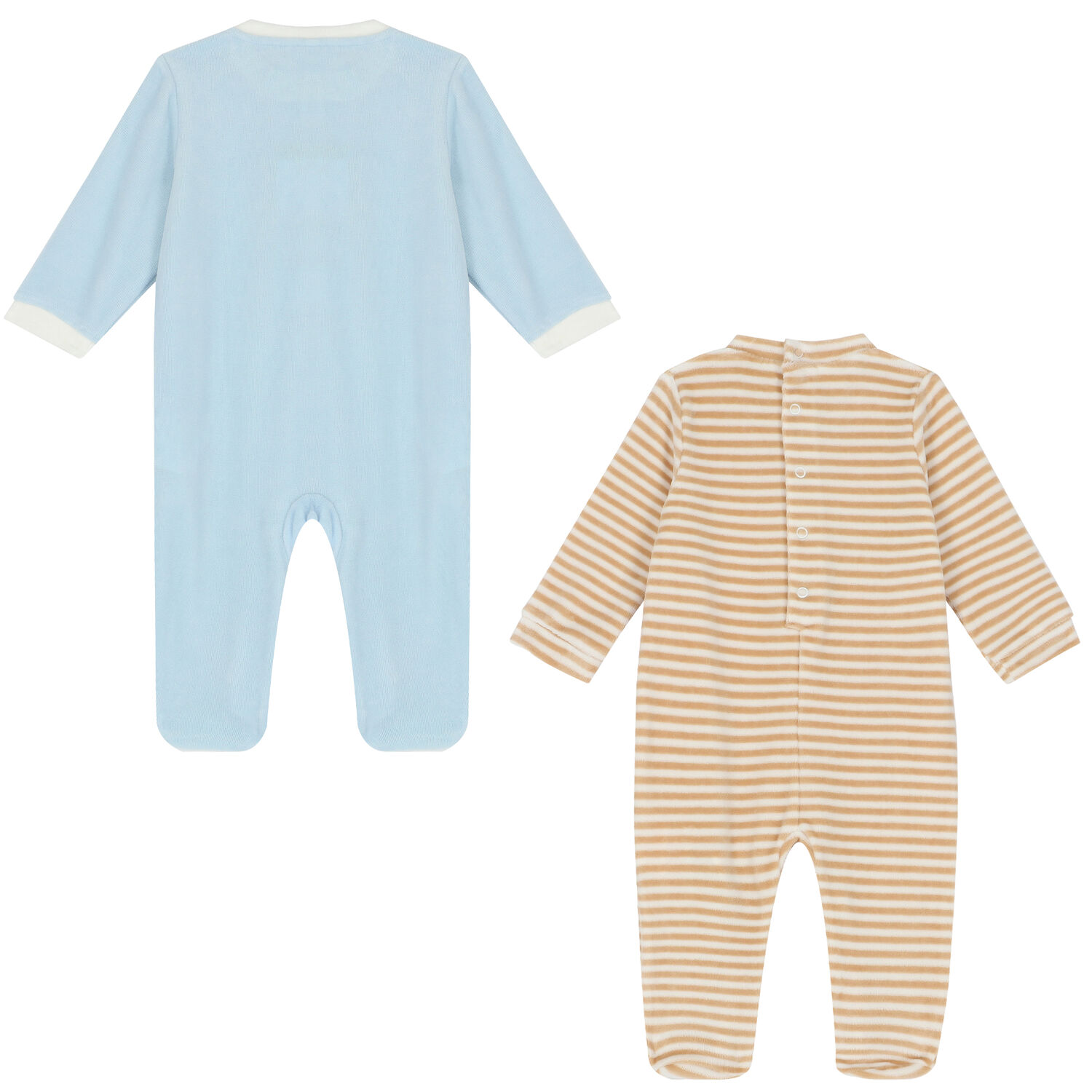 افرول بطبعة الأرنب باللون الازرق والبيج والعاجى للاولاد (قطعتين), 2, hi-res