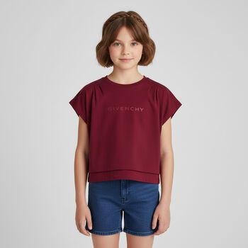 تيشيتر بنات بالشعار باللون البرغندى