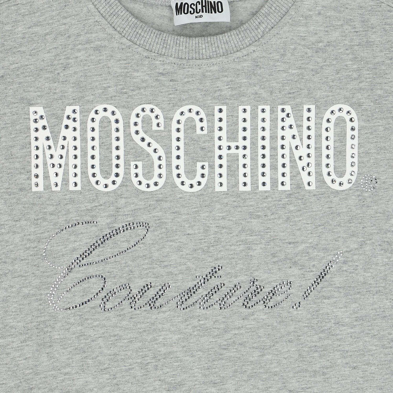 Girls Grey Crystal Logo Dress, 1, hi-res image number null