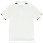 Boys White Logo Polo Shirt, 2, hi-res