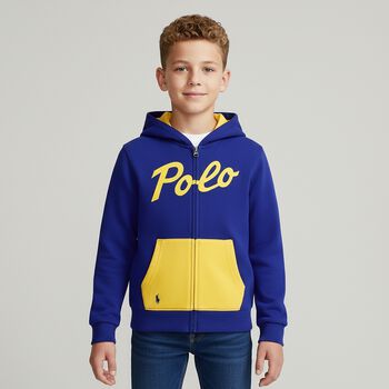 Boys Blue Logo Zip Up Top