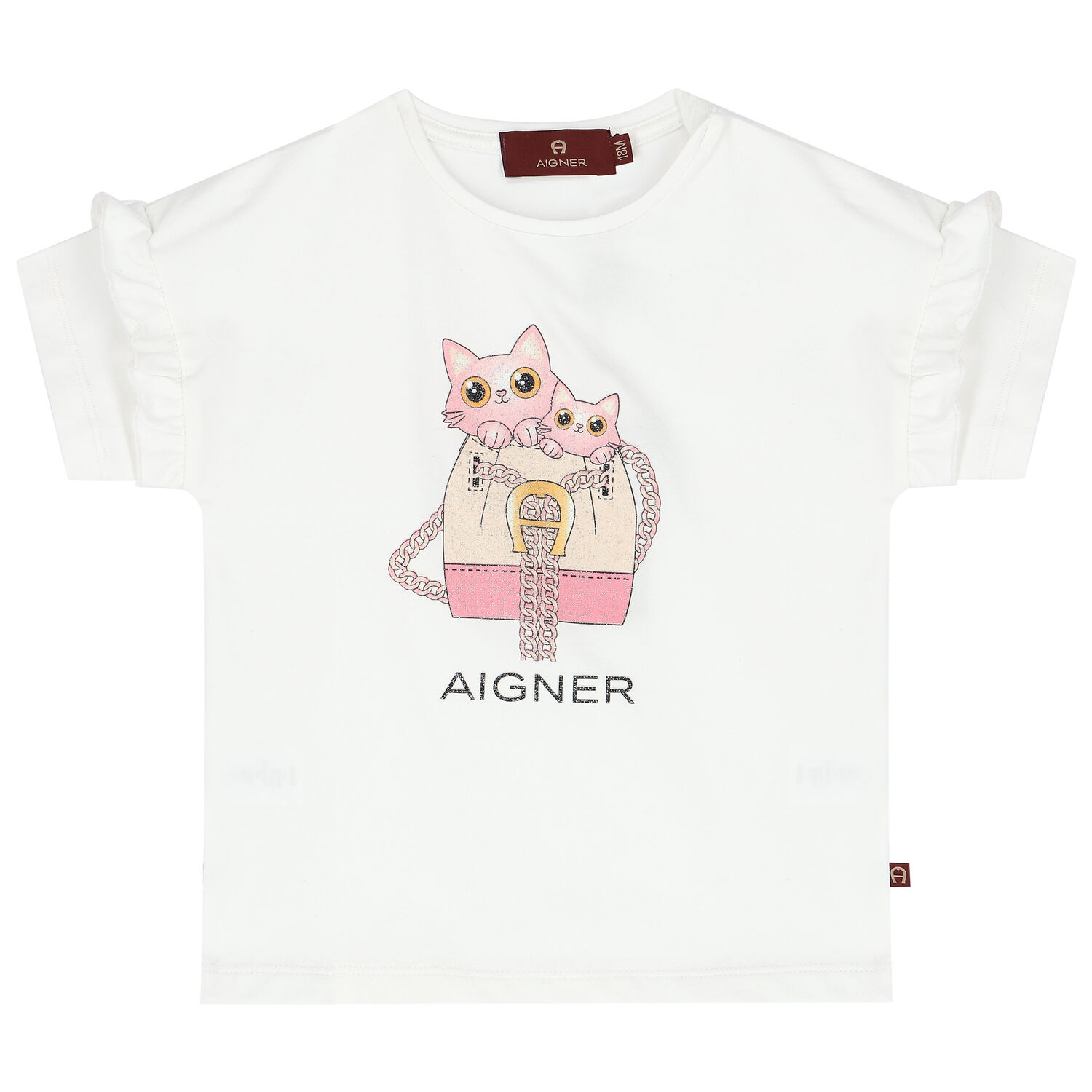 طقم ليغينز بالشعار باللون الابيض والوردى, 1, hi-res