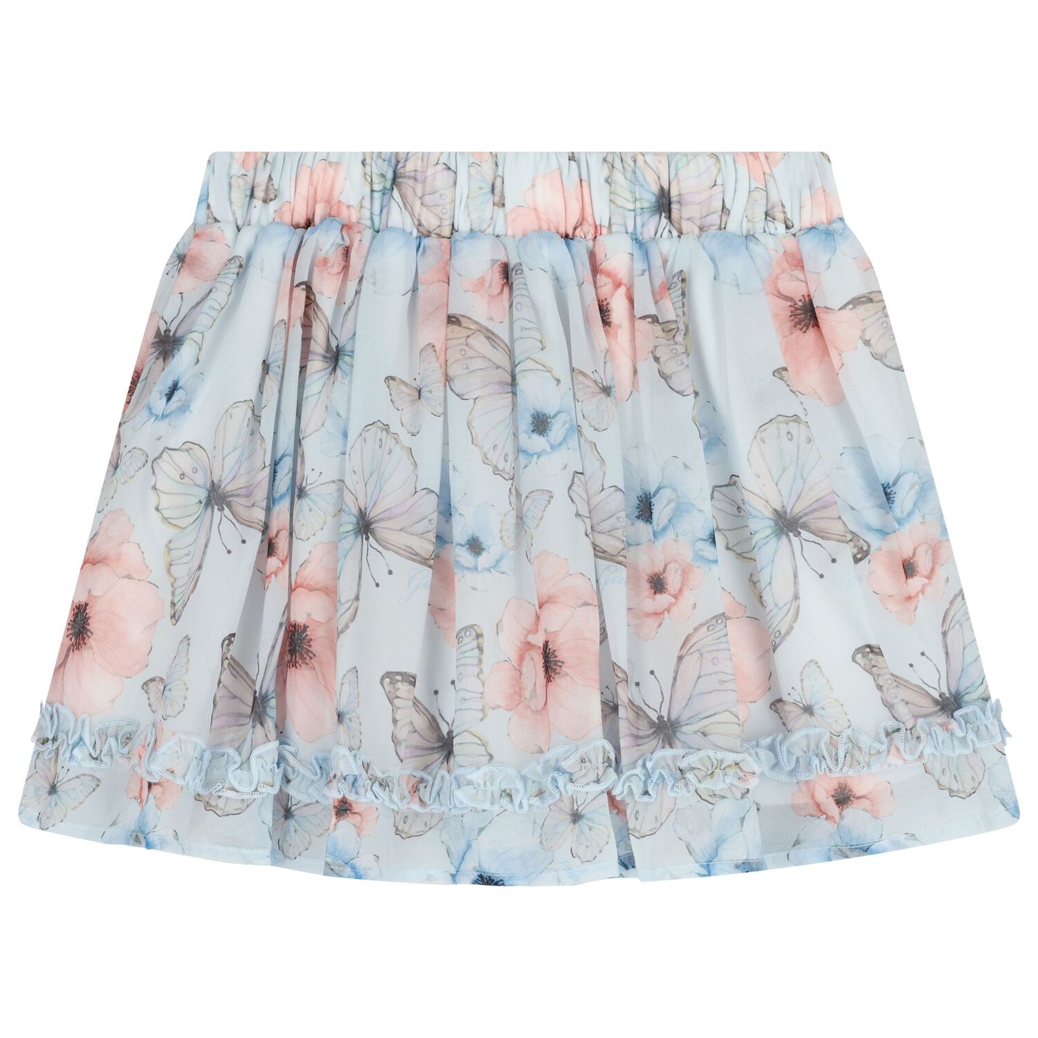 طقم تنورة مزين بالزهور باللون الوردي للبنات, 1, hi-res