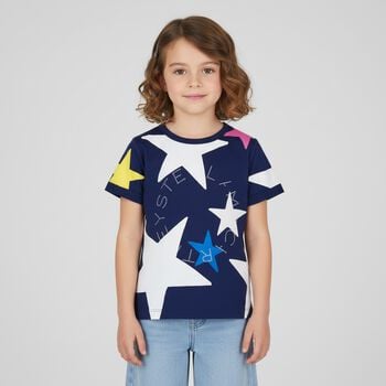 Girls Navy Blue Star T-Shirt
