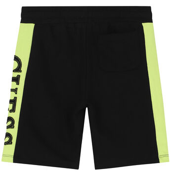Boys Black & Green Logo Shorts