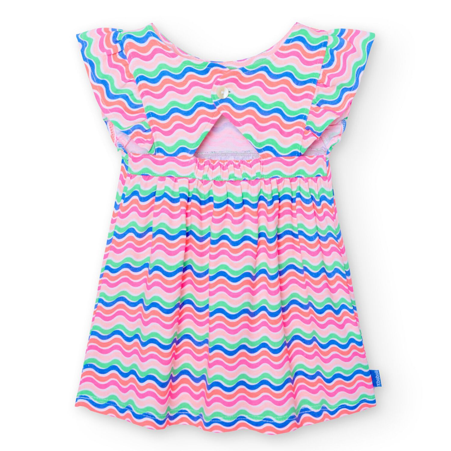 Girls Pink & Blue Striped Dress, 1, hi-res